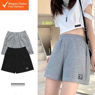 Women's High-Waisted Waffle Grid Sports Shorts (P47) | Loose Fit Wide-Leg Hot Pants for Home Wear