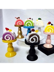1入迷你蛋糕托盤 家庭聚會蛋糕盤 展示盤 婚禮裝飾 桌面杯子蛋糕裝飾 生日甜點鍛鐵托盤
