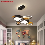 SUNMEIYI Kids Bedroom Aircraft Ceiling Lights Creative Cartoon Fighter Boys Room Electric Fan Light 