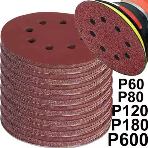 8Hole 125mm Sandpaper Woodworking Metal Grinding Disc Abrasive Polishing Tool 60/600 Grit Sanding Di