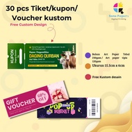 30pcs Tickets Coupon/s Custom Voucher/s Made of glossy Art paper - Print Voucher Tickets, Free Custo