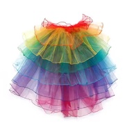 Rok Tutu Ekor Susun Rainbow Dewasa Rok Salsa Dansa Kostum Haloween Pesta Ulang Tahun