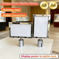 Queue Stand Signboard Display Frame A4 A3 Queue Up Pole Poster Display Board Stanchion Top Sign Fram