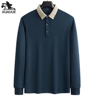 Polo Shirt Men M-7XL 8XL 9XL Autumn New Men's Long Sleeve Polo Shirt Solid Color Middle Age Business