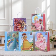 Super Mario Theme Perincess Peach Paper Bag Birthday Party Decoration Plastic Gift Bags Mario Candy Box Peach Princess Baby Shower Girls Party Supplies Decor