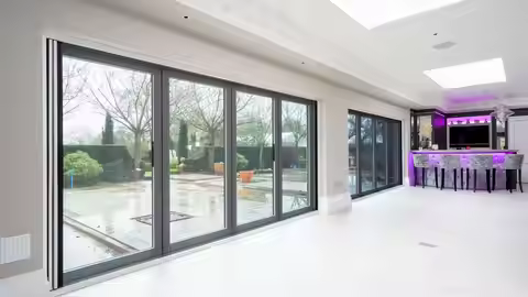 Bi Folding Door Aluminum Accordion Folding Doors Customized Design Tempered Glass Insulation Garden 