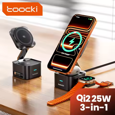 Toocki QI2.2 25W Wireless Charger for iPhone 17 16 Pro Max Samsung Galaxy S27 S26 Ultra AirPods Pro 