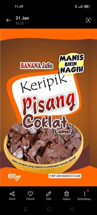 kripik pisang coklat lumer