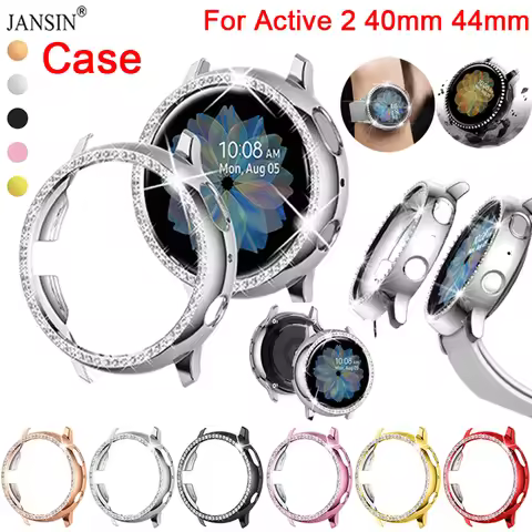 Diamond PC Screen Protector Case For Samsung Galaxy Watch Active 2 40mm 44mm Thin Bumper Shell Cover