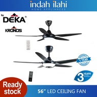 Kronos By Deka 5 Blade Ceiling Fan 56” with Remote Control And LED Light Kipas Siling V5 DR20L