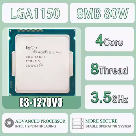 Intel Xeon E3-1270V3 3.5GHz Quad-Core Eight-Thread 8M 80W E3 1270 V3 Computer CPU Processor Server E