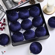 8cm Diamond Point Christmas Ball Charm - 9 PCS Velvet Ornament for Holiday Decor