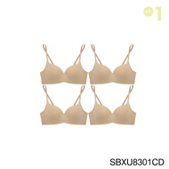 (Set 4 ชิ้น) Sabina เสื้อชั้นใน (ไม่มีโครง) รุ่น Pretty Perfect รหัส SBXU8301 สีเนื้อเข้ม