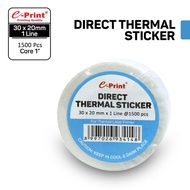 E-Print Direct Thermal Sticker Label Barcode 30 x 20 mm
