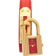 [มือสอง] นาฬิกา Hermes Kelly รุ่น KE1.201 สีแดง ชุบทอง สายหนัง สำหรับผู้หญิง สภาพใช้งานแล้ว