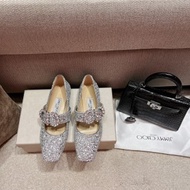 Jimmy Choo 閃粉平底鞋配水晶扣飾