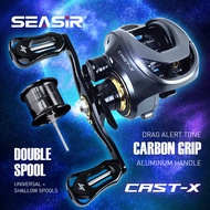 SEASIR Cast-X Double Spool Baitcasting Reel Carbon Grip Mico Fishing Reel 7.3：1 High Speed Gear Rati