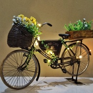 diecast miniatur sepeda ontel onthel jumbo 45 cm vintage jadul lampu jam bunga artificial antik lawa
