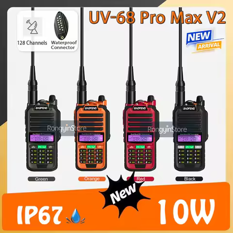 Baofeng Radio UV-68 Pro Max V2 IP68 Waterproof Walkie Talkie Battery Type-C Charge UHF VHF Dual Band