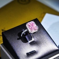 18K Rose Gold Cushion cut 4ct Pink Sapphire Diamond Ring 925 sterling silver Party Wedding band Ring