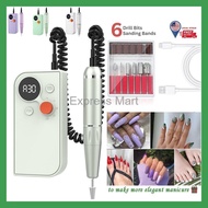 （LOCAL STOCK) Cordless Nail Drill Machine 30000 RPM Rechargeable Portable Electric Nail File E-File 