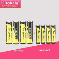 4Pcs LiitoKala 1.2V AA 2600mAh AAA 1000mAh Ni-MH Rechargeable battery for Temperature gun remote 9