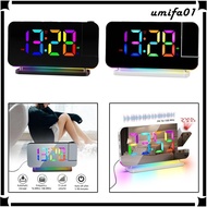 [ Digital Alarm Clock, Bedside Clock Colorful LED Display FM Radio Projection Clock, Mirror Clock, for Desktop Living Room