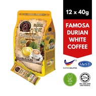 FAMOSA Kopi Putih Durian Musang King 12 x 40g | Famosa Durian White Coffee | Kopi Durian Premium
