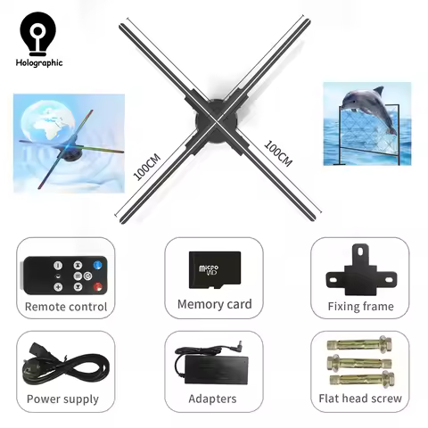 100CM 3D Hologram Fan Projector Wifi Commercial Advertising Display Screen Remote Control Hologram P