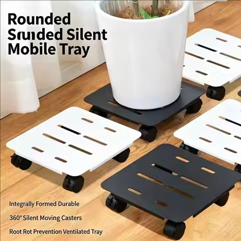 1pc Garden Flower Pot Tray, Equipped With A Tray And Four Wheels, Facilitating More Effortless Movem