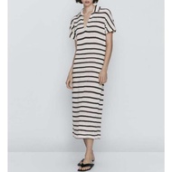 Tây Ban Nha Massimo Dutti Md Trong Kho 2024 thoáng khí Mới Mùa Hè Giản Dị Cổ Áo Áo polo kẻ sọc tay n