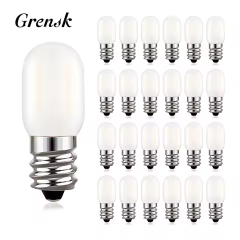 25pcs Dimmable Light Bulbs Vintage E14 220V LED Refrigerator Bulb Frosted T22 1W 2700K 10W Equivalen