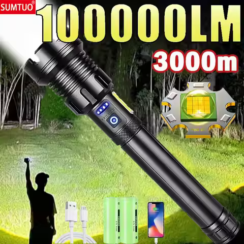 2025 New 15000mAh XHP390 Flashlights 1000000LM Ultra Powerful Flashlight USB Rechargeable Lantern Ca