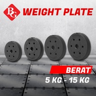 BG SPORT PVC Weight Plate 5KG 7.5KG 10KG 15KG Weight Plate Barbell Dumbell Fitness Training Equipmen