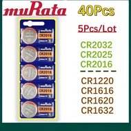 40Pcs Original Murata CR2032 CR2025 CR2016 CR1220 CR1620 CR1616 CR1632 Button 3V Car Key Battery Rem
