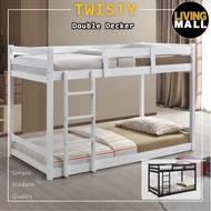 Living Mall Twisty Double Decker Solid Wood Structure Kid Bunk Bed w/ Mattress Option Single