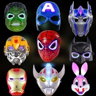 Children Mask Cartoon Optimus Spider-Man Iron Man Hulk Captain America Headgear Luminous Mask Full Face