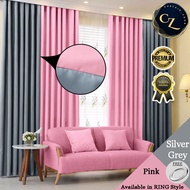 X35-Modern Color, LANGSIR RAYA MIX COLOUR Kain Tebal (Free Eyelet / Free Ring) 85% Blackout Curtain-Pink+ Silver Grey