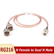 N female to Y type 2X N male Connector Splitter Combiner Cable Pigtail RF Extension RG316 1M Cable