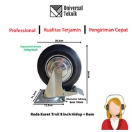 Live rubber trolley wheels, 8 inch brakes, door display trolley wheels.