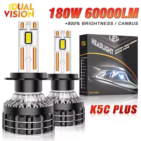 K5C Plus H7 LED 60000LM Headlights H1 H4 H11 H8 H9 9005 9006 HB3 HB4 9012 HIR2 High Power 180W Headl