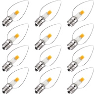 Jslinter 12-Pack C7 LED Night Light Bulb, Candelabra Light Bulbs E12 Base, 0.6 Watt Equivalent 7W In