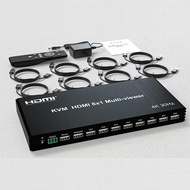 4K HDMI KVM Multviewer Switch 8 In 1 Out KVM HDMI หน้าจอ USB เครื่องดูหลายเครื่องดูไร้รอยต่อ8X1สำหรั