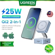【Magflow】UGREEN Qi2.2 25W MagSafe Magnetic 2 in 1 Wireless Charger 15W Fast Charging iPhone 17 Pro A