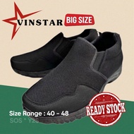 Extra Large XXL Vinstar Men Slip On Sport Shoes Black Trainer Hiking Kasut  Hitam Sport sekolah Casual Shoe Lelaki Kasut