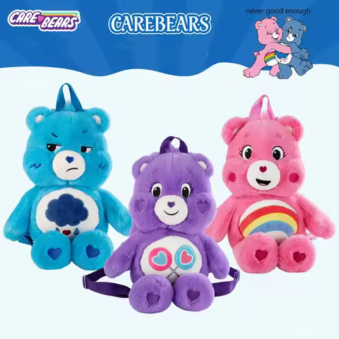 40cm Care Bears Plush Backpack Cute Cartoon Stuffed Bear Schoolbag Shoulder Bag Ideal Birthday & Ear