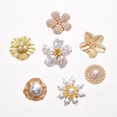 Floral Series Button Cover Cufflink Golden Base Flower Button Cover Cufflink for Women Blouses Tuxed