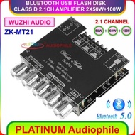 Bluetooth 5.0 Amplifier Class D Hifi Stereo Class D Amplifier 2.1 CH 2x 50W + 100W Original ZK-MT21