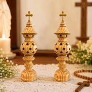 bag 28cm Pine Wood Catholic Altar Lamp with Cross – Catholic Altar Decorative Lamp. Family Altar