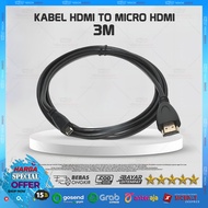 DSLR Camera Cable to Monitor - Micro HDMI to HDMI Male Length 3m 300CM/ 3 Meter High Quality/